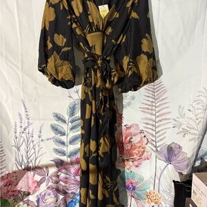A New Day Black and Gold Floral Maxi Dress
